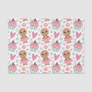 Christmas Gingerbread Cookie Girl Candy & Cupcakes Tissue Paper