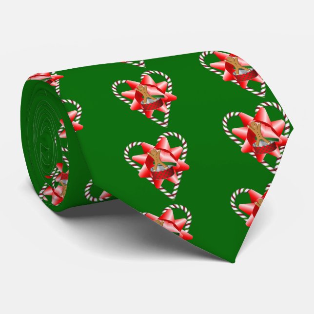 Christmas Gingerbread Cookie Man Holiday Tie (Rolled)