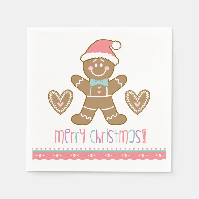 Christmas Gingerbread Cookie Party Napkin (Front)