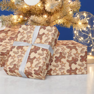 Christmas Gingerbread Cookie Pattern Wrapping Paper
