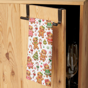 Christmas Gingerbread Cookies and Candy Canes Kitchen Towel