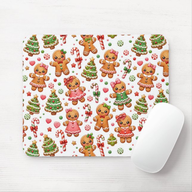 Christmas Gingerbread Cookies and Candy Canes Mouse Pad (With Mouse)