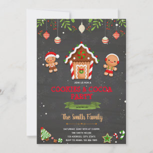 Christmas gingerbread cookies decorate invitation