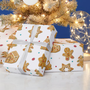 Christmas Gingerbread Cookies Fun Modern Pattern Wrapping Paper