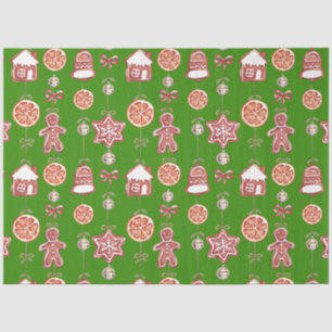 Christmas Gingerbread Cookies Green Tissue Paper