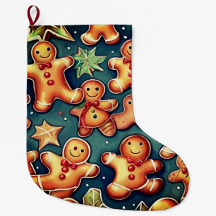 Christmas Gingerbread cookies Large Christmas Stocking