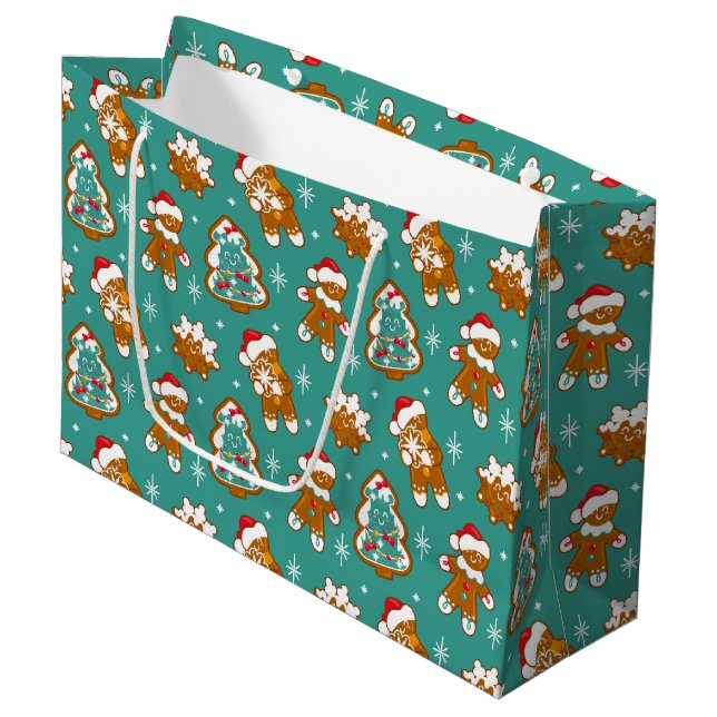 Christmas Gingerbread Cookies Large Gift Bag (Front Angled)