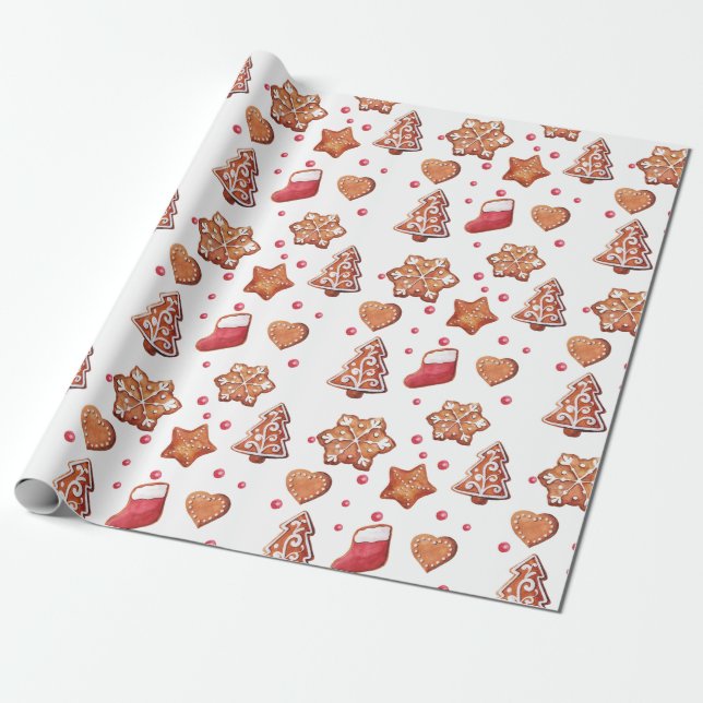 Christmas Gingerbread Cookies Large Wrapping Paper (Unrolled)