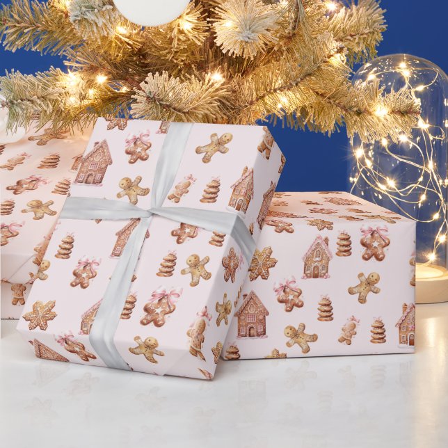 Christmas Gingerbread Cookies Pattern Wrapping Paper (Holidays)