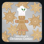 Christmas Gingerbread Cookies Personalised Gift Square Sticker<br><div class="desc">Cute Christmas gift stickers to personalise for your homemade cookies.</div>