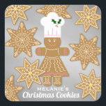 Christmas Gingerbread Cookies Personalised Gift Square Sticker<br><div class="desc">Cute Christmas gift stickers to personalise for your homemade cookies.</div>