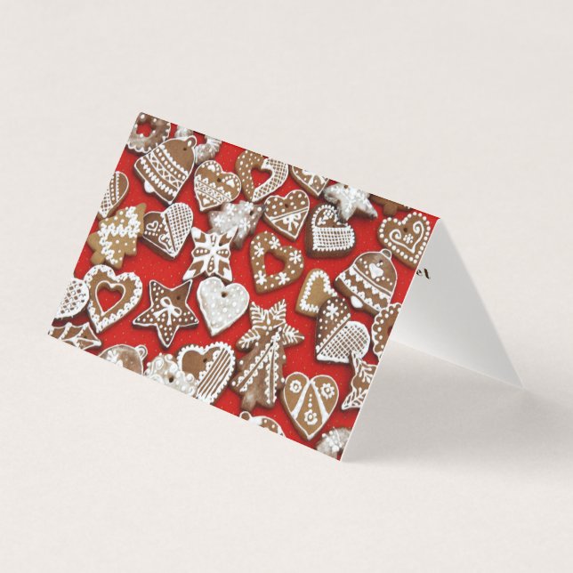 Christmas Gingerbread Cookies Tent Fold Cards (Front)