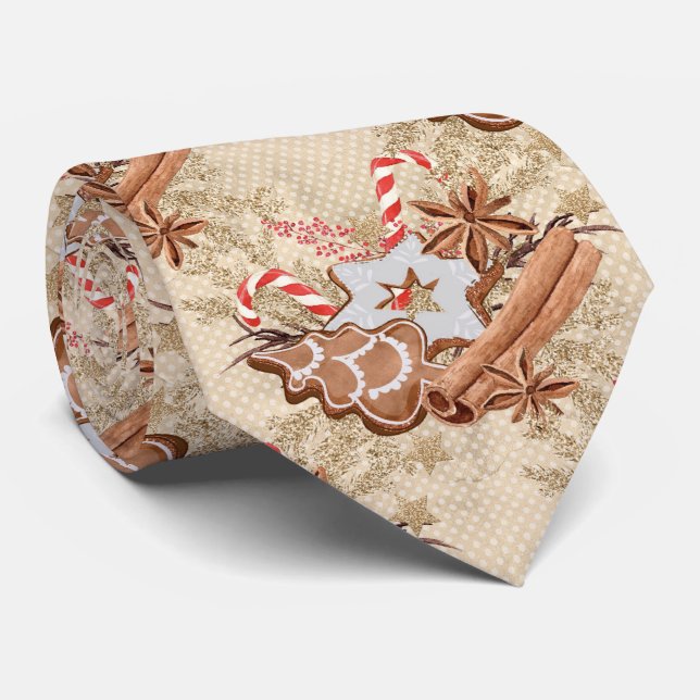 Christmas Gingerbread Cookies Tie (Rolled)