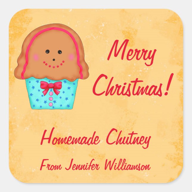 Christmas Gingerbread Custom Food Jar Label (Front)