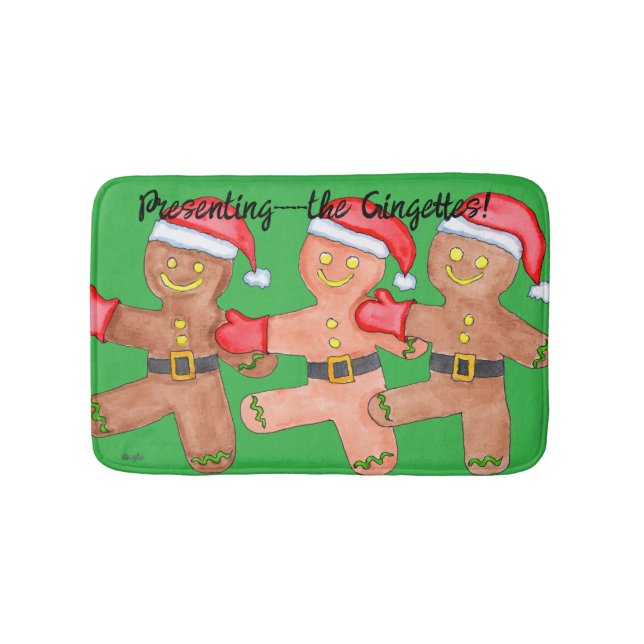 Christmas Gingerbread Dancers Bath Mat (Front)