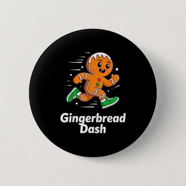 Christmas Gingerbread Dash Running Runner Xmas Mar 2 Inch Round Button (Front)