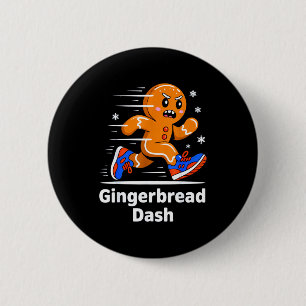 Christmas Gingerbread Dash Running Runner Xmas Mar 2 Inch Round Button