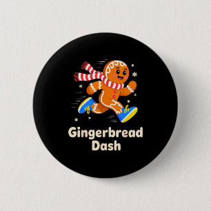 Christmas Gingerbread Dash Running Runner Xmas Mar 2 Inch Round Button