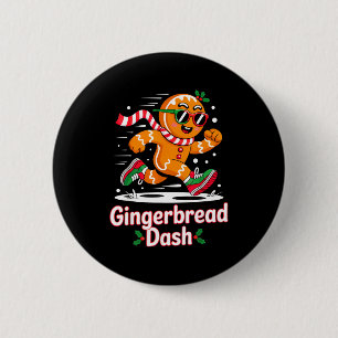 Christmas Gingerbread Dash Running Runner Xmas Mar 2 Inch Round Button