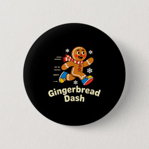 Christmas Gingerbread Dash Running Runner Xmas Mar 2 Inch Round Button