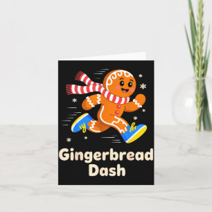 Christmas Gingerbread Dash Running Runner Xmas Mar Card