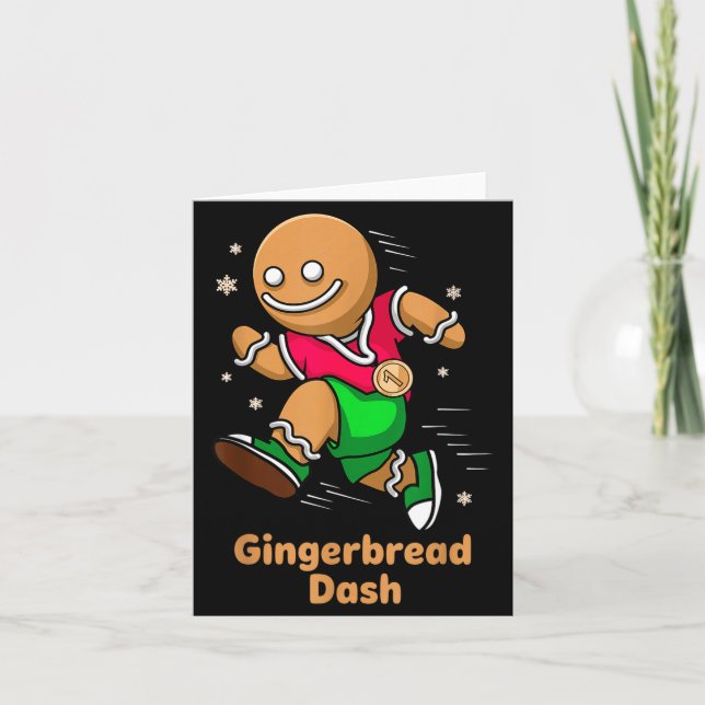 Christmas Gingerbread Dash Running Runner Xmas Mar Card (Front)