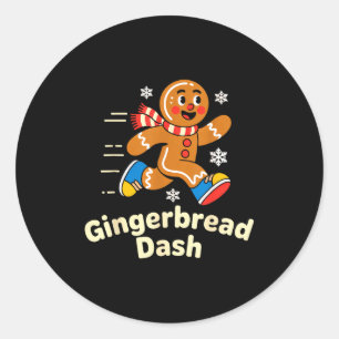 Christmas Gingerbread Dash Running Runner Xmas Mar Classic Round Sticker