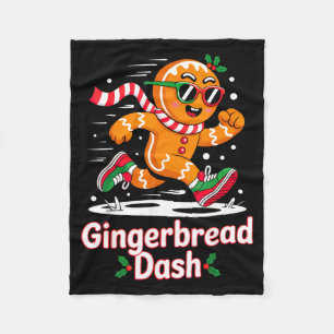 Christmas Gingerbread Dash Running Runner Xmas Mar Fleece Blanket