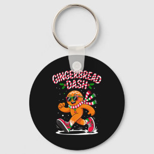 Christmas Gingerbread Dash Running Runner Xmas Mar Keychain