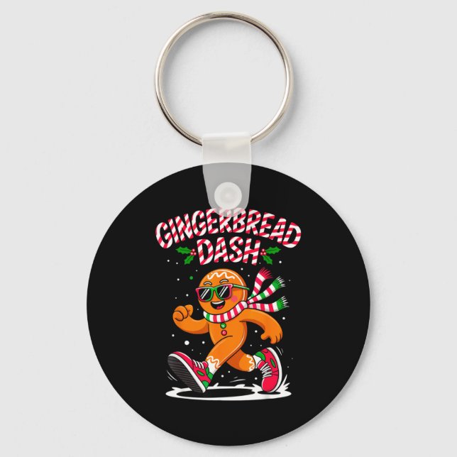 Christmas Gingerbread Dash Running Runner Xmas Mar Keychain (Front)