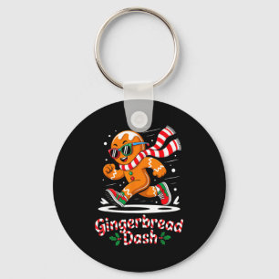 Christmas Gingerbread Dash Running Runner Xmas Mar Keychain