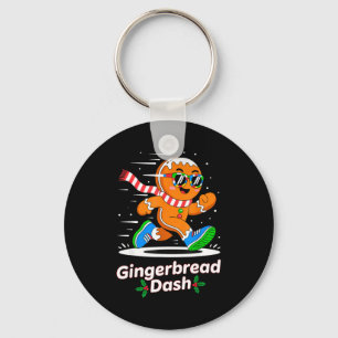 Christmas Gingerbread Dash Running Runner Xmas Mar Keychain