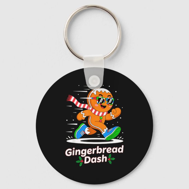 Christmas Gingerbread Dash Running Runner Xmas Mar Keychain (Front)