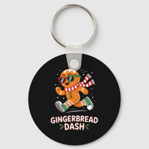 Christmas Gingerbread Dash Running Runner Xmas Mar Keychain