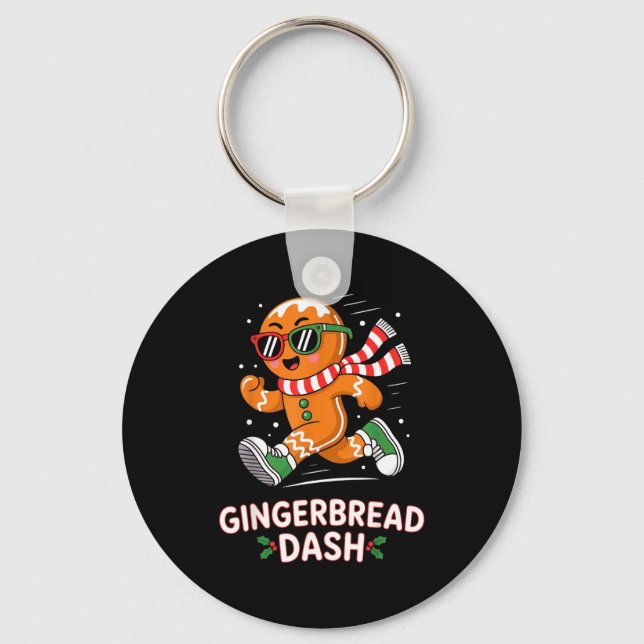 Christmas Gingerbread Dash Running Runner Xmas Mar Keychain (Front)