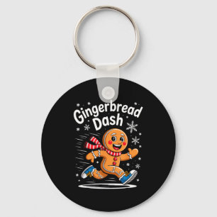 Christmas Gingerbread Dash Running Runner Xmas Mar Keychain