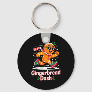 Christmas Gingerbread Dash Running Runner Xmas Mar Keychain