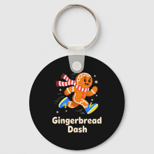Christmas Gingerbread Dash Running Runner Xmas Mar Keychain