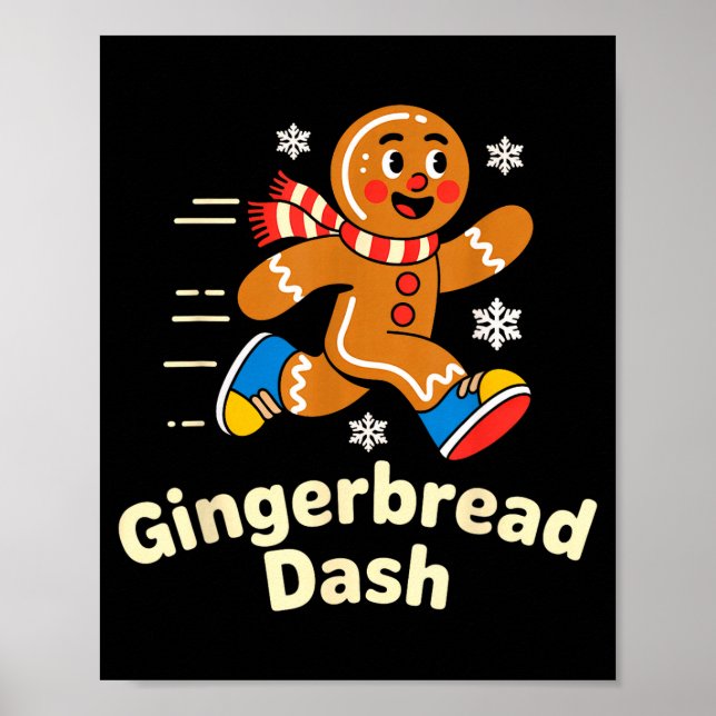 Christmas Gingerbread Dash Running Runner Xmas Mar Poster (Front)