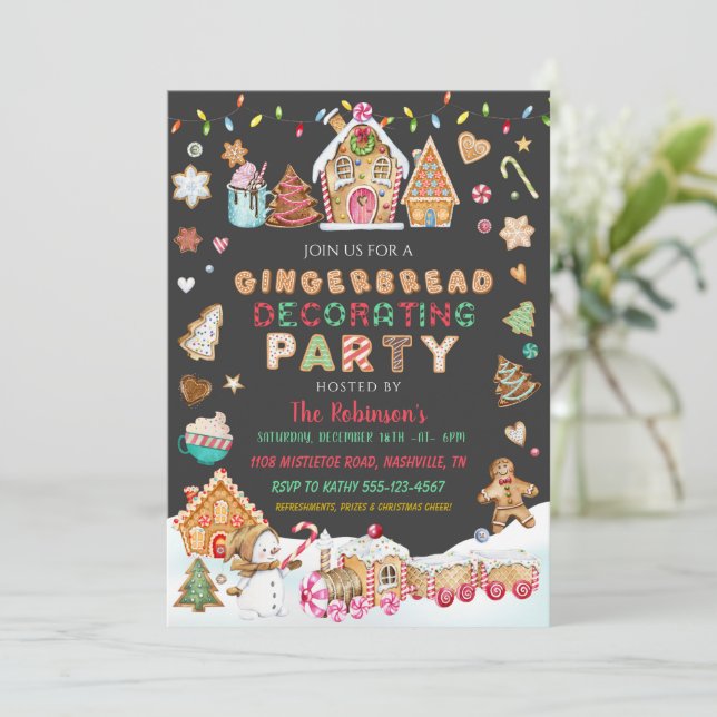 Christmas Gingerbread Decorating Party Invitation (Standing Front)