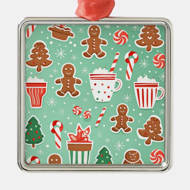 Christmas Gingerbread design Metal Ornament (Front)