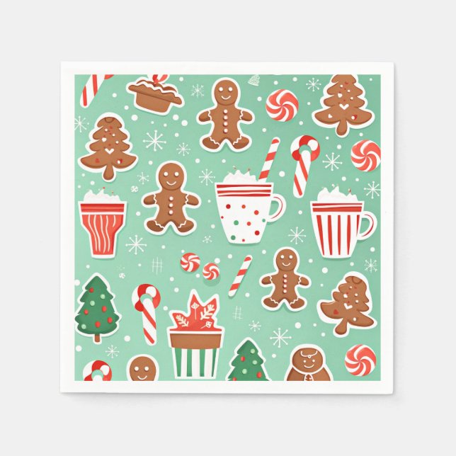 Christmas Gingerbread design Napkin (Front)