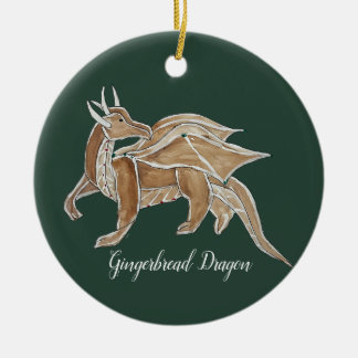 Christmas Gingerbread Dragon. Ceramic Ornament