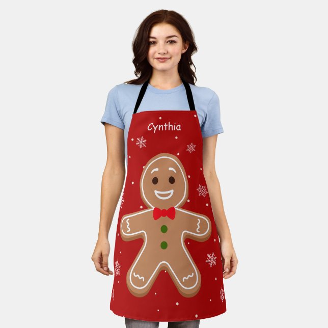 Christmas Gingerbread Funny Cute All-Over Print Apron (Worn)