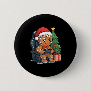 Christmas Gingerbread Gamer Chair Holiday Gaming B 2 Inch Round Button