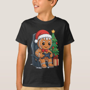 Christmas Gingerbread Gamer Chair Holiday Gaming B T-Shirt