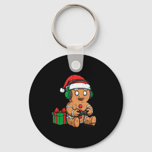 Christmas Gingerbread Gamer Xmas Gaming Boys Kids  Keychain