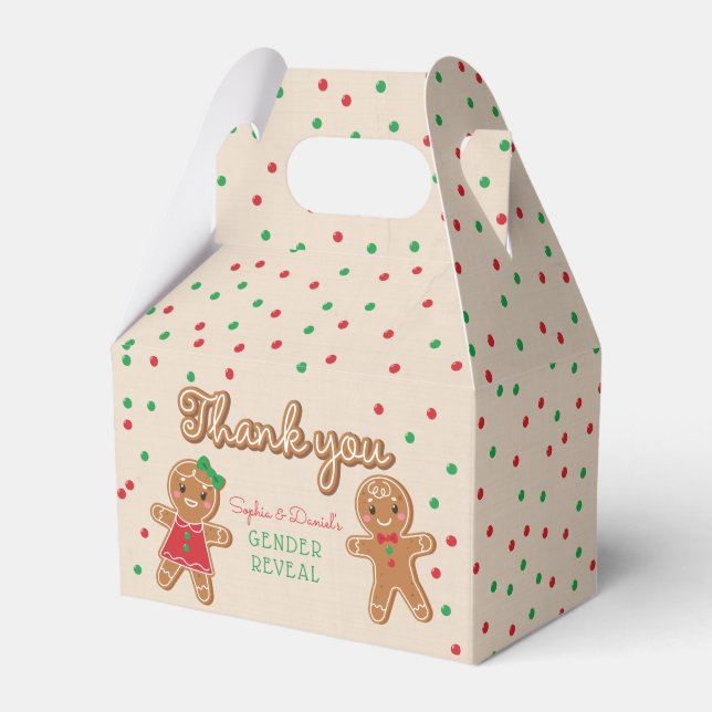 Christmas Gingerbread Gender Reveal Favor Box (Front Side)