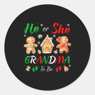 Christmas Gingerbread Gender Reveal He Or She Gran Classic Round Sticker