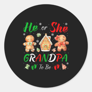 Christmas Gingerbread Gender Reveal He Or She Gran Classic Round Sticker